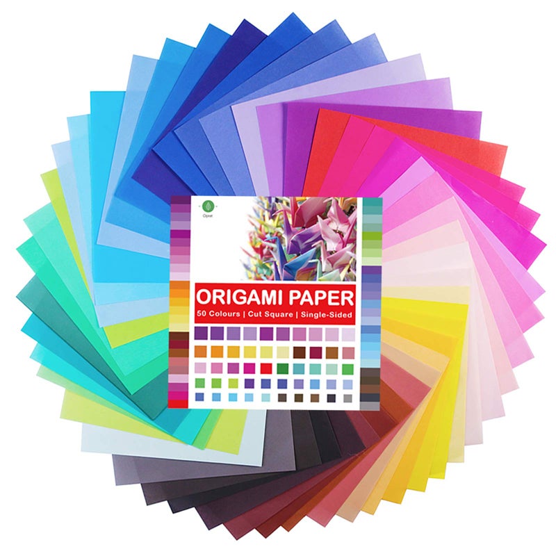 Opret Origami Paper 6x6 inch, 100 Sheets Origami Paper 50 Vivid Colors 15x15 cm Single Sided for Kids Arts and Crafts Projects - Image 1